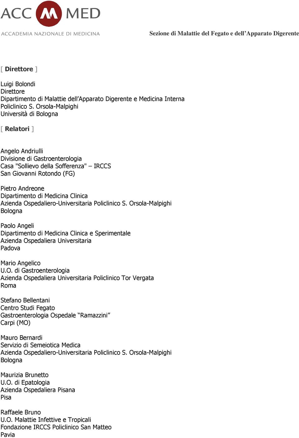 Dipartimento di Medicina Clinica e Sperimentale Azienda Os