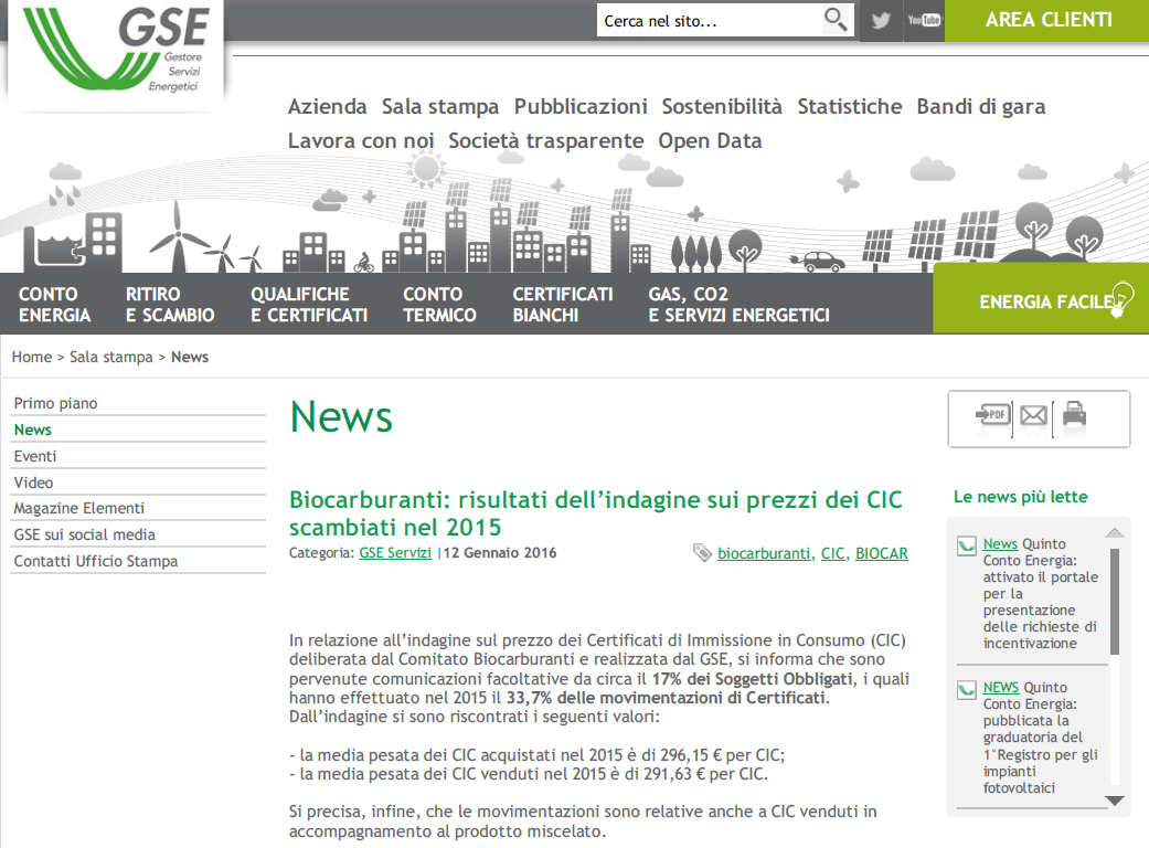 III. Biometano utilizzato per autotrazione Valore dei CIC: GSE agosto 2014 (dati non