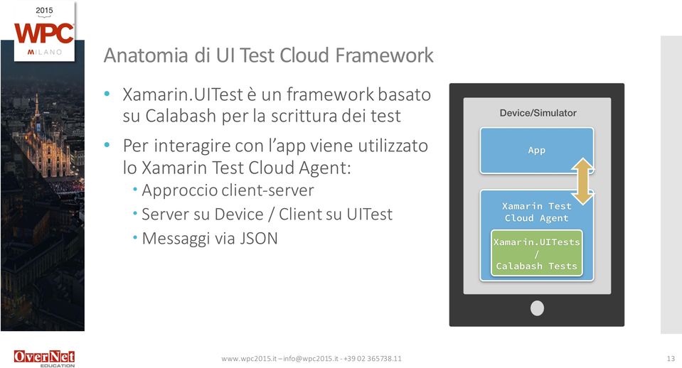 interagire con l app viene utilizzato lo Xamarin Test Cloud Agent: Approccio