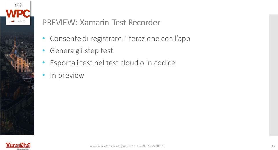 test Esporta i test nel test cloud o in codice In