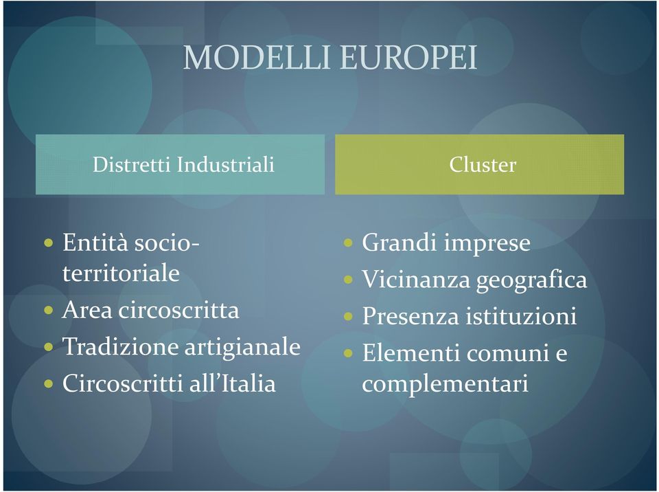 artigianale Circoscritti all Italia Grandi imprese