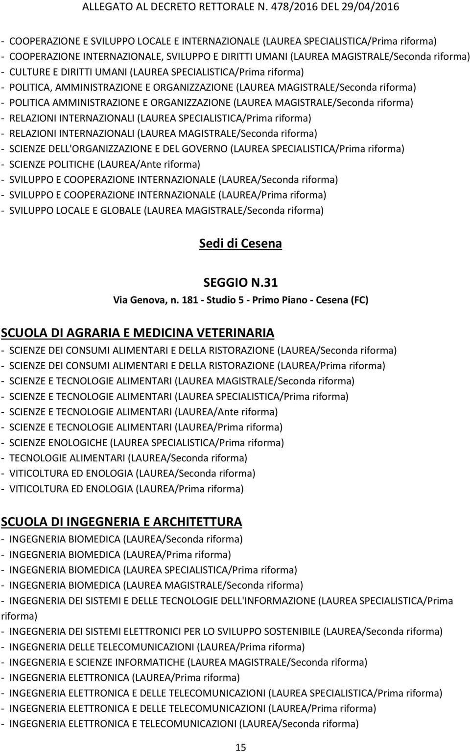 SCIENZE DELL'ORGANIZZAZIONE E DEL GOVERNO (LAUREA SPECIALISTICA/Prima - SCIENZE POLITICHE (LAUREA/Ante - SVILUPPO E COOPERAZIONE INTERNAZIONALE (LAUREA/Seconda - SVILUPPO E COOPERAZIONE