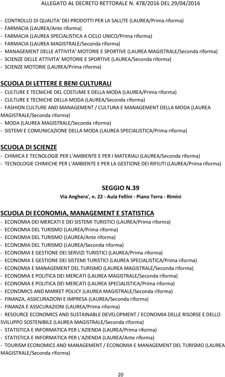 (LAUREA/Prima - CULTURE E TECNICHE DELLA MODA (LAUREA/Seconda - FASHION CULTURE AND MANAGEMENT / CULTURA E MANAGEMENT DELLA MODA (LAUREA - MODA (LAUREA - SISTEMI E COMUNICAZIONE DELLA MODA (LAUREA