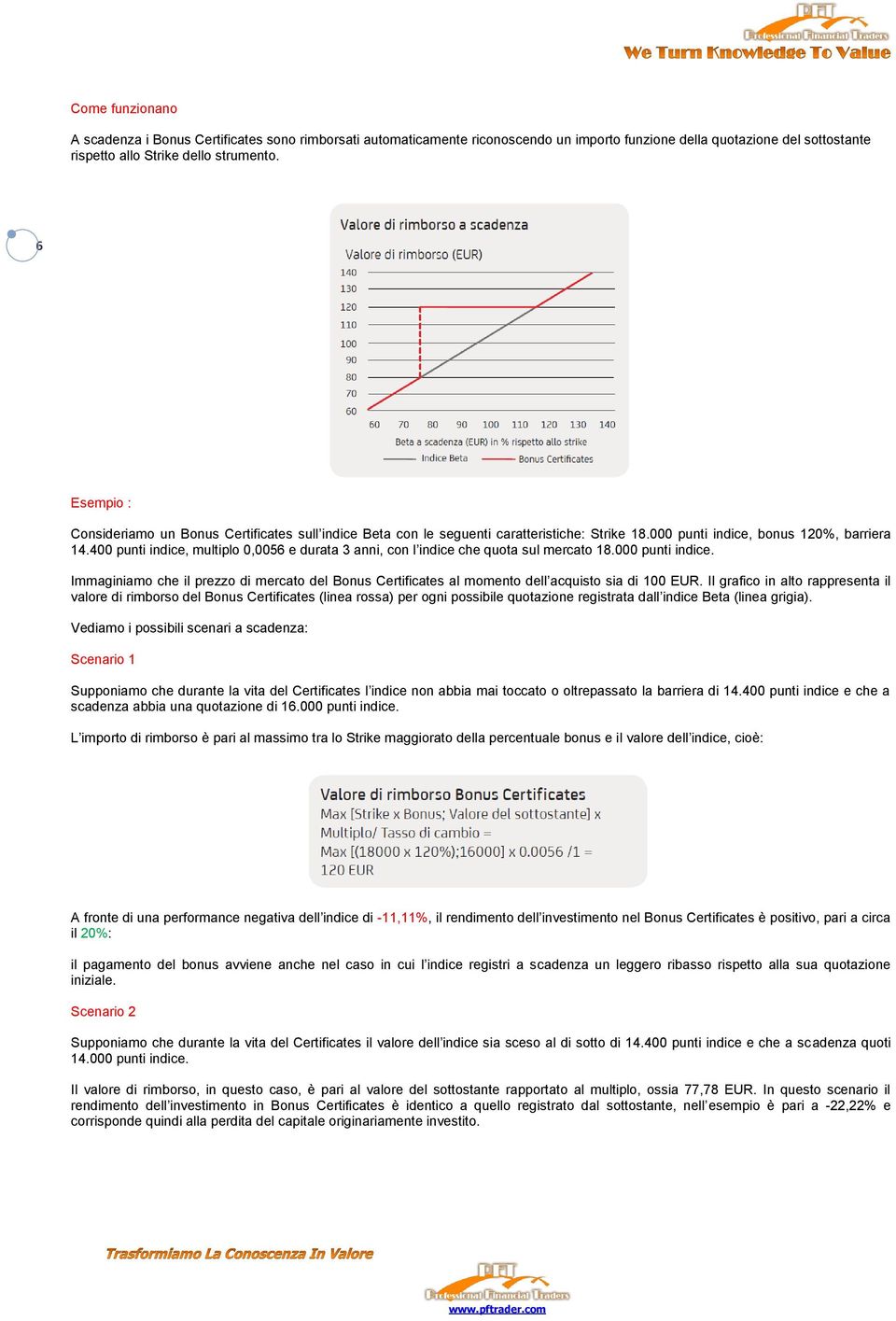 400 punti indice, multiplo 0,0056 e durata 3 anni, con l indice che quota sul mercato 18.000 punti indice.