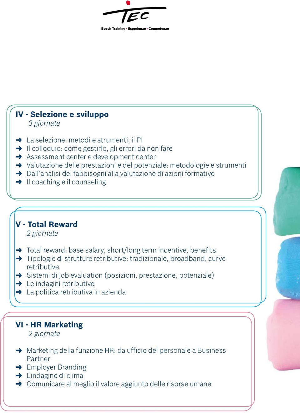 term incentive, benefits Tipologie di strutture retributive: tradizionale, broadband, curve retributive Sistemi di job evaluation (posizioni, prestazione, potenziale) Le indagini retributive La