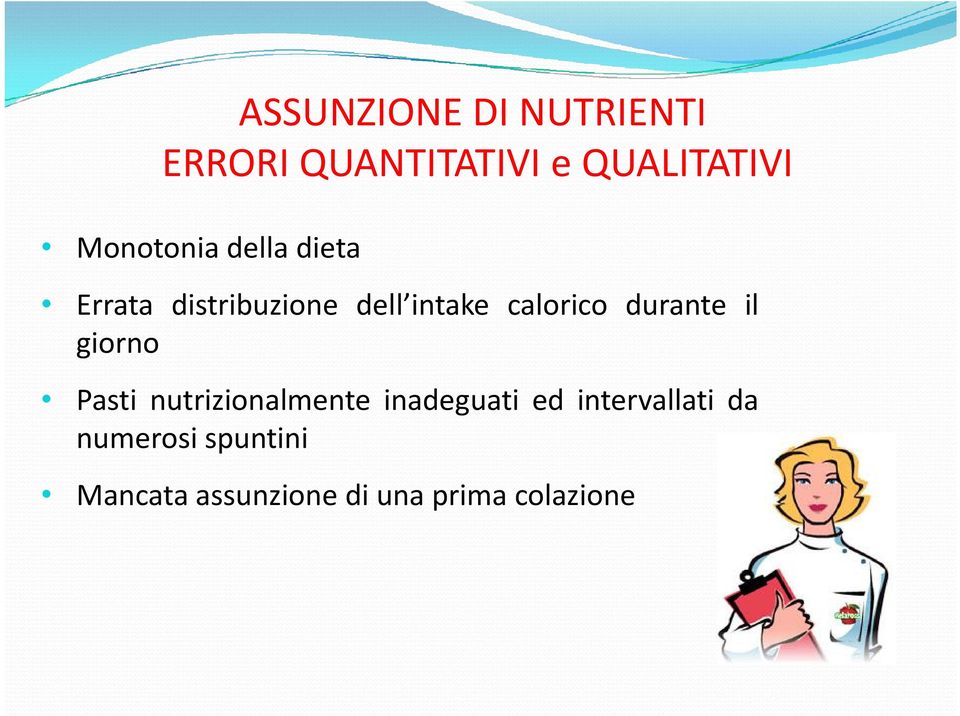 calorico durante il giorno Pasti nutrizionalmente inadeguati