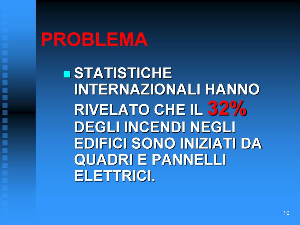 IL 32% DEGLI INCENDI NEGLI EDIFICI