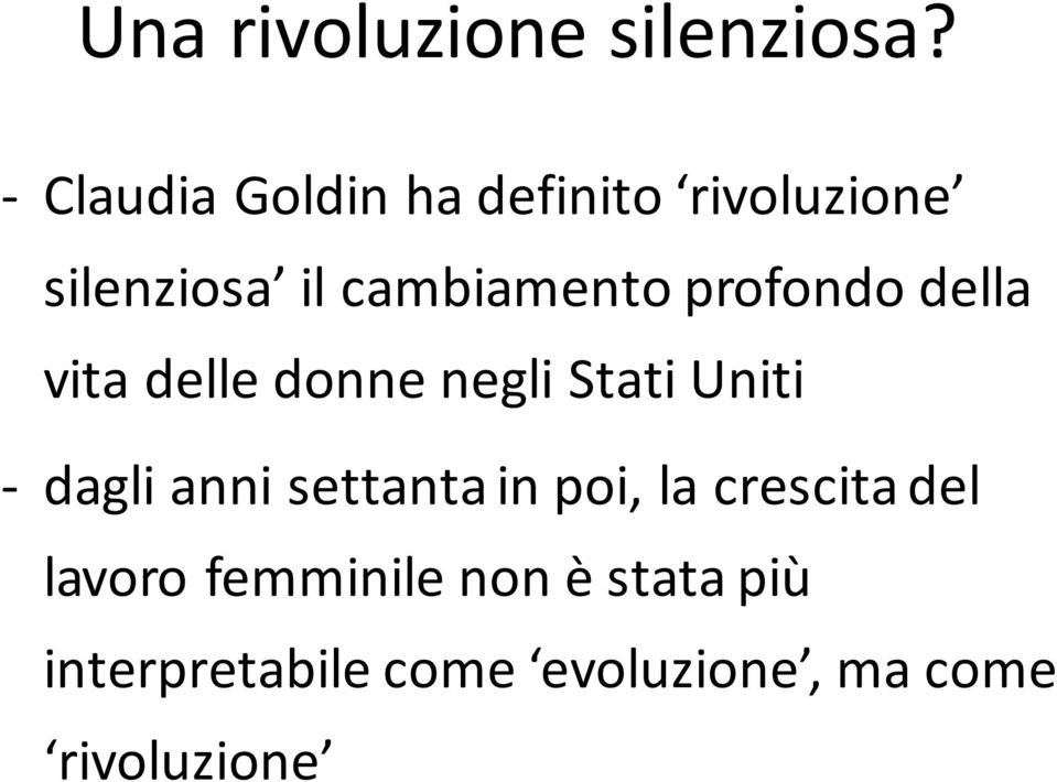 profondo della vita delle donne negli Stati Uniti - dagli anni