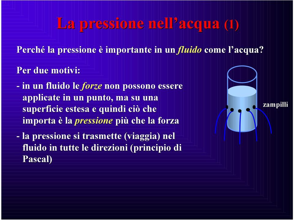 una superficie estesa e quindi ciò che importa è la pressione più che la forza - la