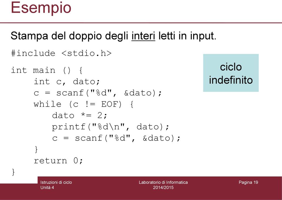 h> int main () { int c, dato; c = scanf("%d", &dato);