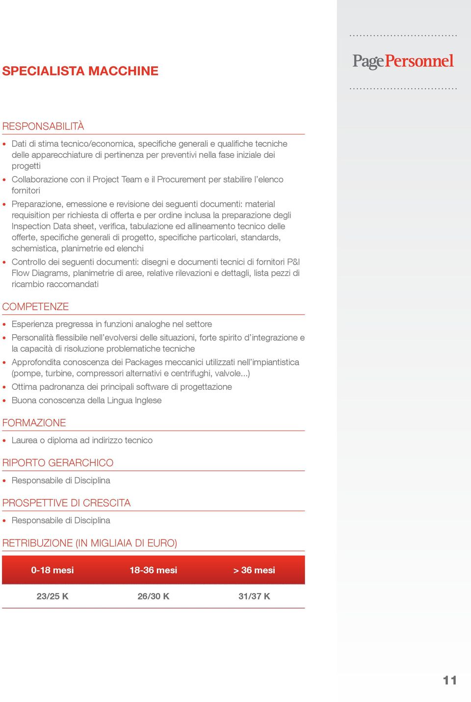 preparazione degli Inspection Data sheet, verifica, tabulazione ed allineamento tecnico delle offerte, specifiche generali di progetto, specifiche particolari, standards, schemistica, planimetrie ed