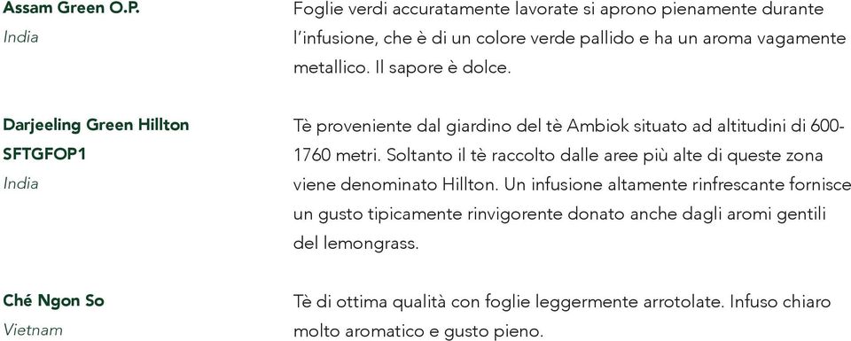 Il sapore è dolce. Darjeeling Green Hillton SFTGFOP1 India Tè proveniente dal giardino del tè Ambiok situato ad altitudini di 600-1760 metri.