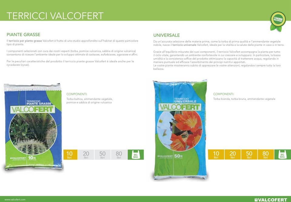agavacee e affini. Per le peculiari caratteristiche del prodotto il terriccio piante grasse Valcofert è ideale anche per le cycadacee (cycas).