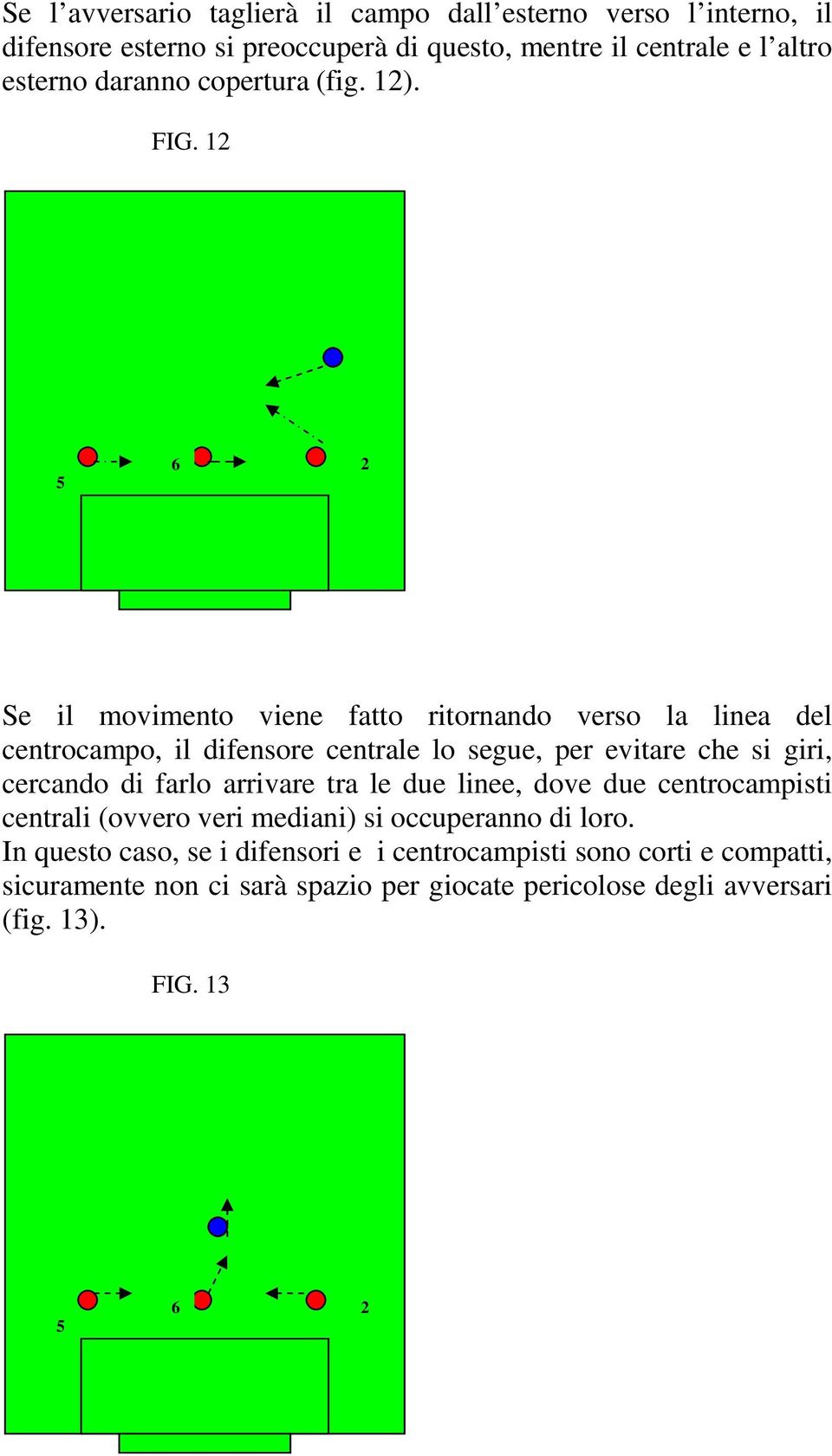 12 5 2 Se il movimento viene fatto ritornando verso la linea del centrocampo, il difensore centrale lo segue, per evitare che si giri, cercando di