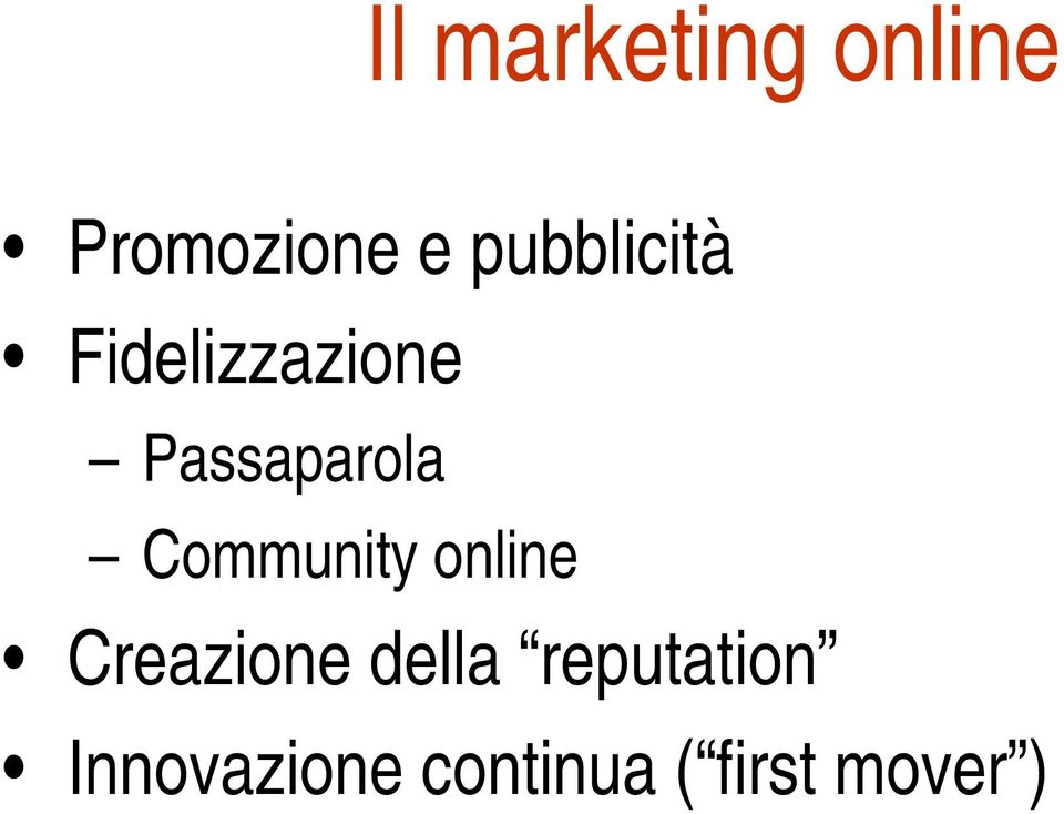 Community online Creazione della