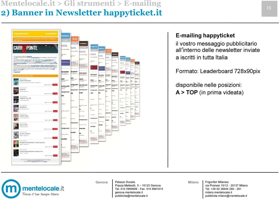 delle newsletter inviate a iscritti in tutta Italia Formato: Leaderboard