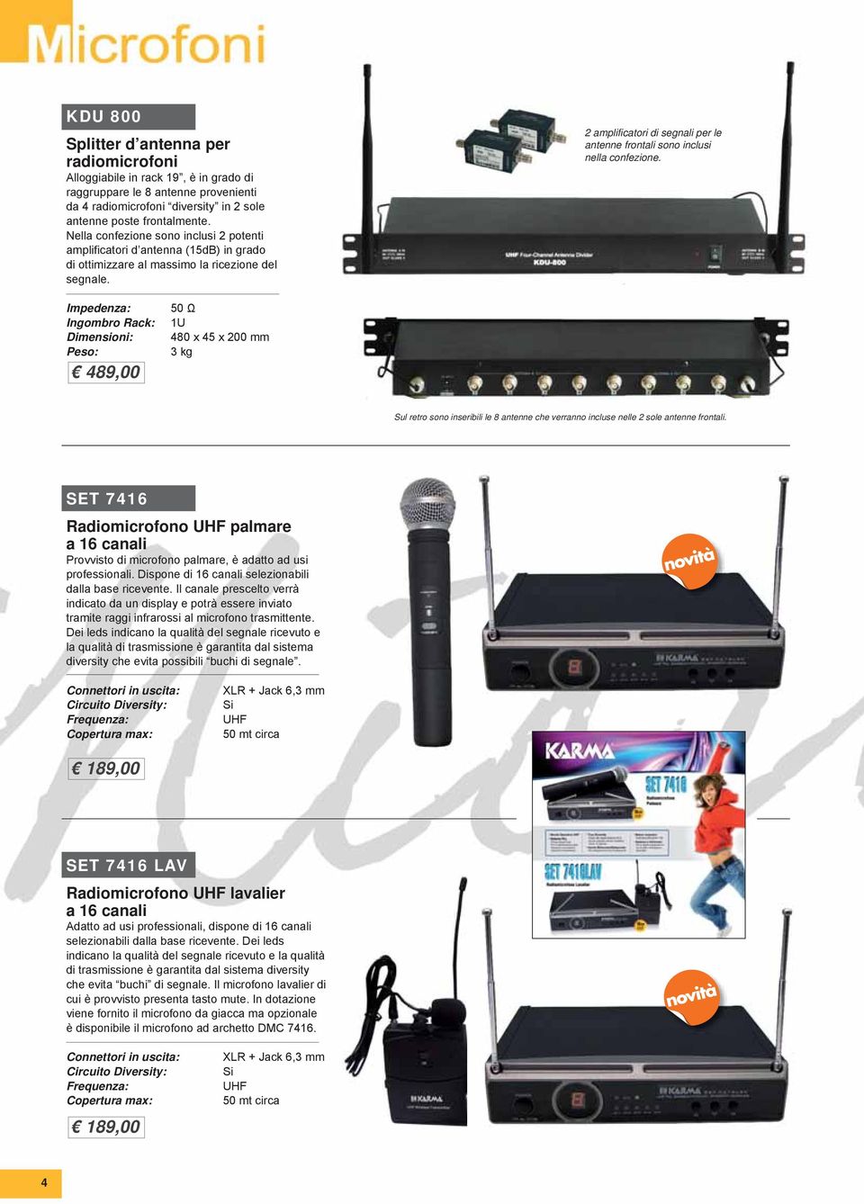 2 amplificatori di segnali per le antenne frontali sono inclusi nella confezione.