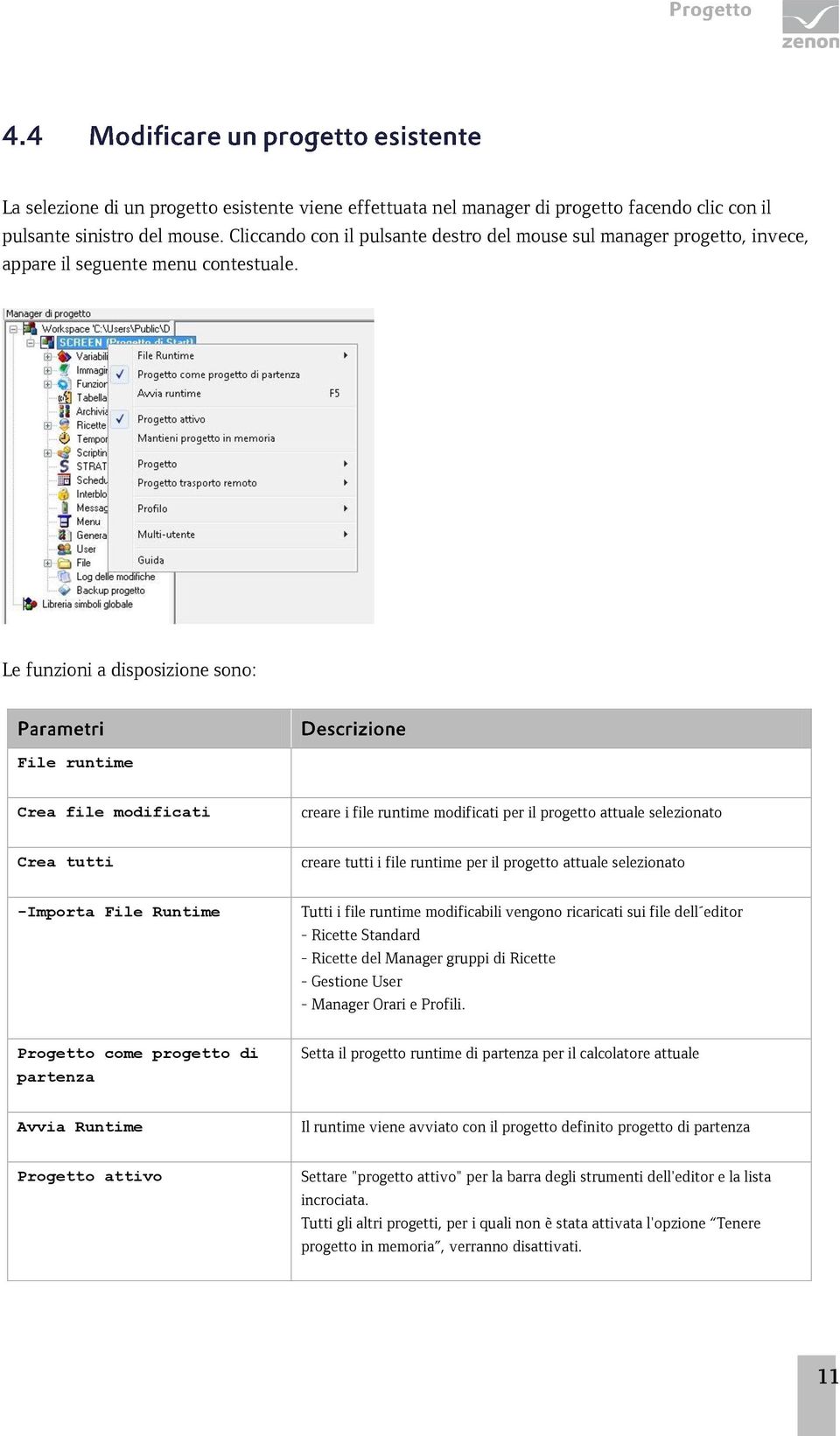 Le funzioni a disposizione sono: File runtime Crea file modificati creare i file runtime modificati per il progetto attuale selezionato Crea tutti creare tutti i file runtime per il progetto attuale