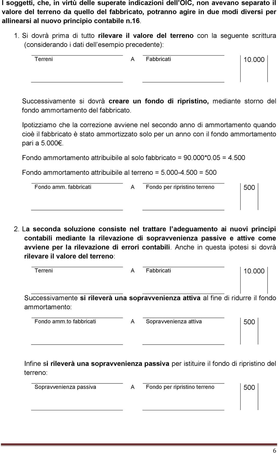 000 Successivamente si dovrà creare un fondo di ripristino, mediante storno del fondo ammortamento del fabbricato.