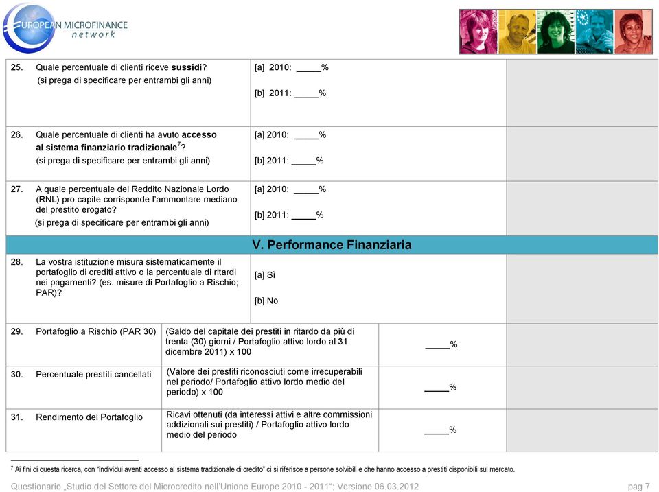 A quale percentuale del Reddito Nazionale Lordo (RNL) pro capite corrisponde l ammontare mediano del prestito erogato? (si prega di specificare per entrambi gli anni) [a] 2010: [b] 2011: V.