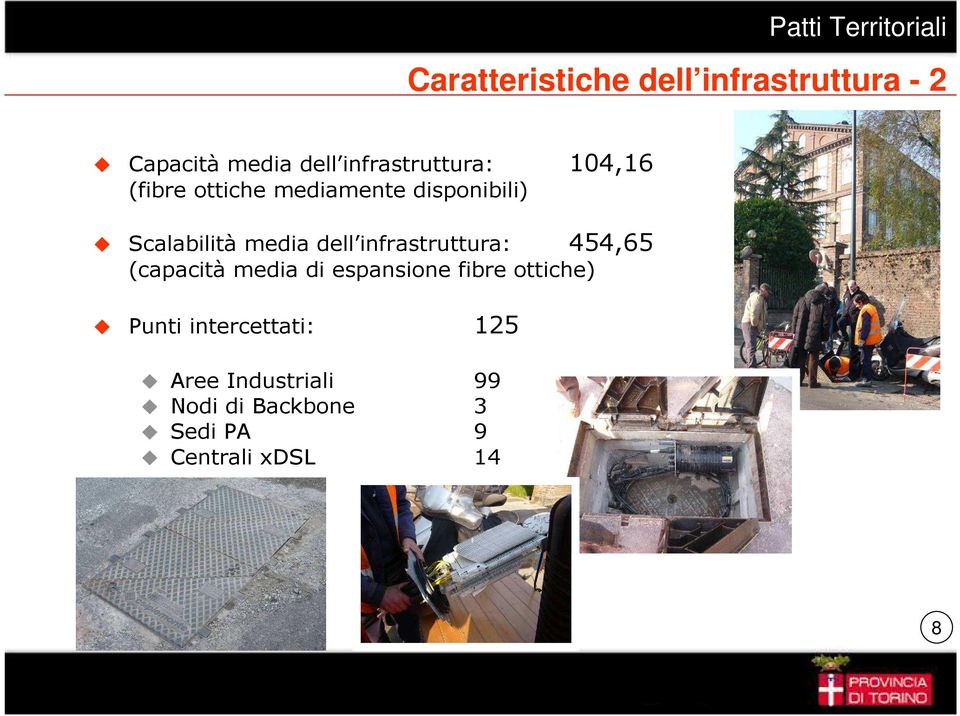 infrastruttura: 454,65 (capacità media di espansione fibre ottiche) Punti