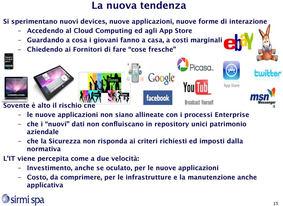 Enterprise che i nuovi dati non confluiscano in repository unici patrimonio aziendale che la Sicurezza non risponda ai criteri richiesti ed imposti dalla normativa L IT