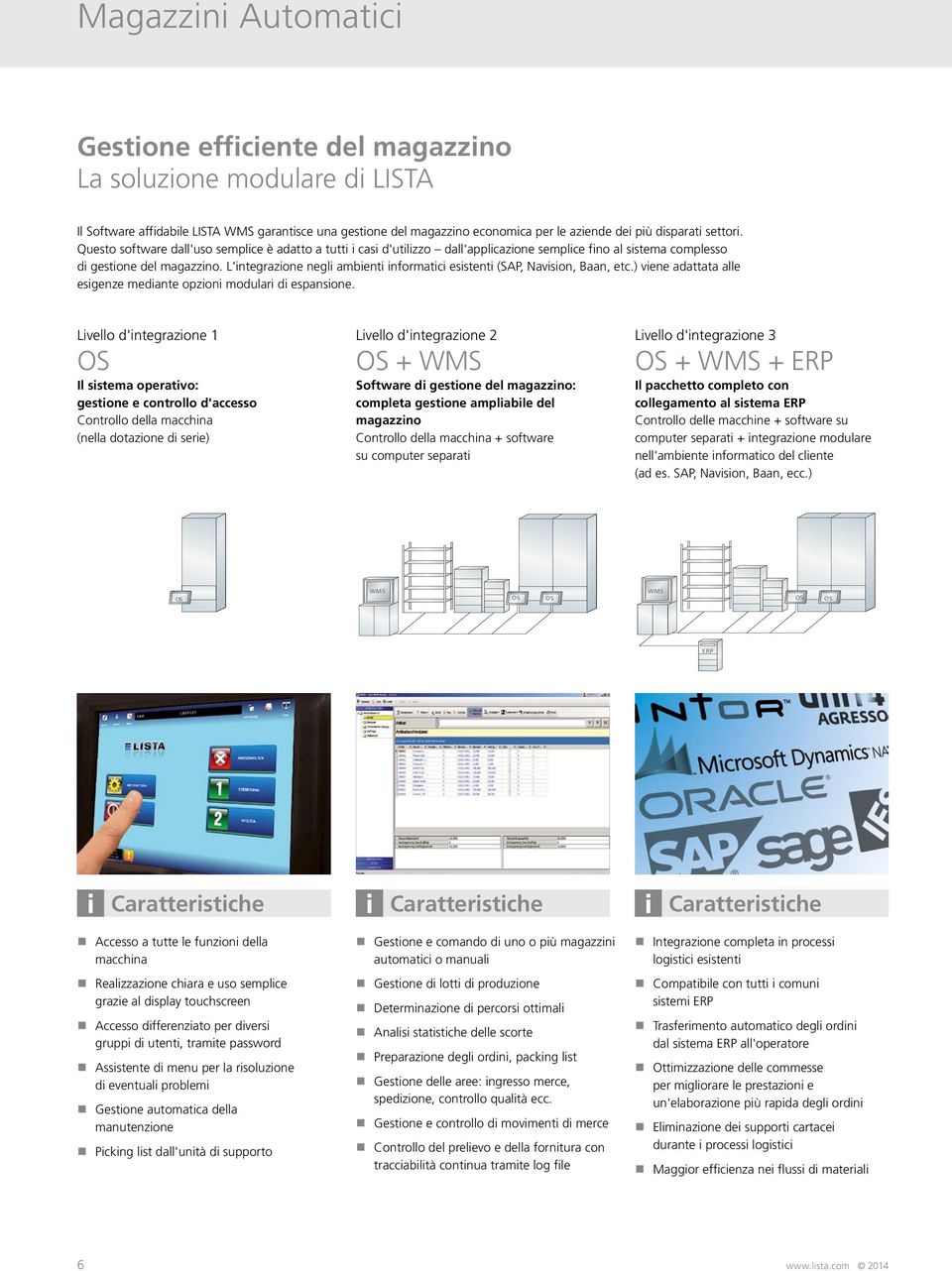 L'integrazione negli ambienti informatici esistenti (SAP, Navision, Baan, etc.) viene adattata alle esigenze mediante opzioni modulari di espansione.