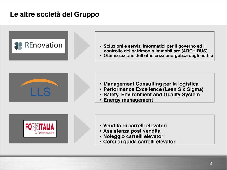 logistica Performance Excellence (Lean Six Sigma) Safety, Environment and Quality System Energy management