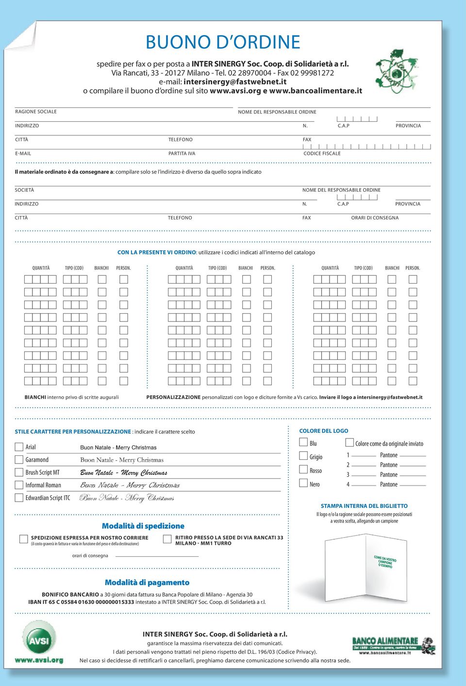e il buono d ordine sul sito www.av