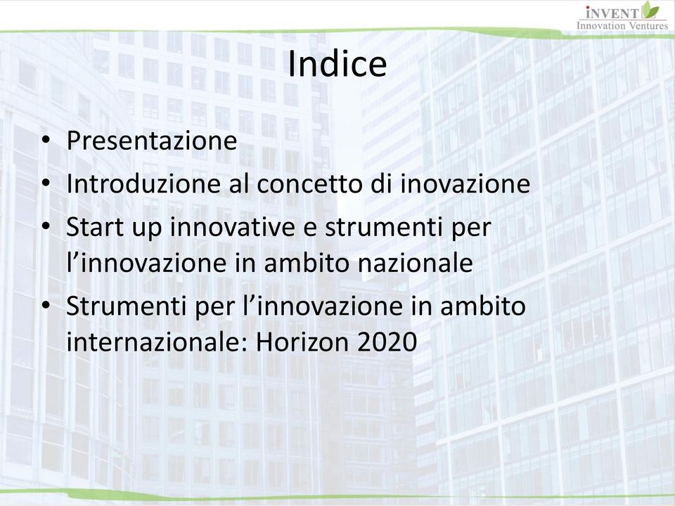 innovazione in ambito nazionale Strumenti per l