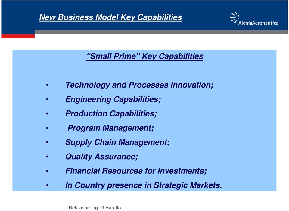 Capabilities; Program Management; Supply Chain Management; Quality