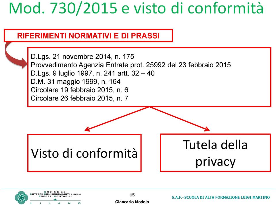 9 luglio 1997, n. 241 artt. 32 40 D.M. 31 maggio 1999, n.