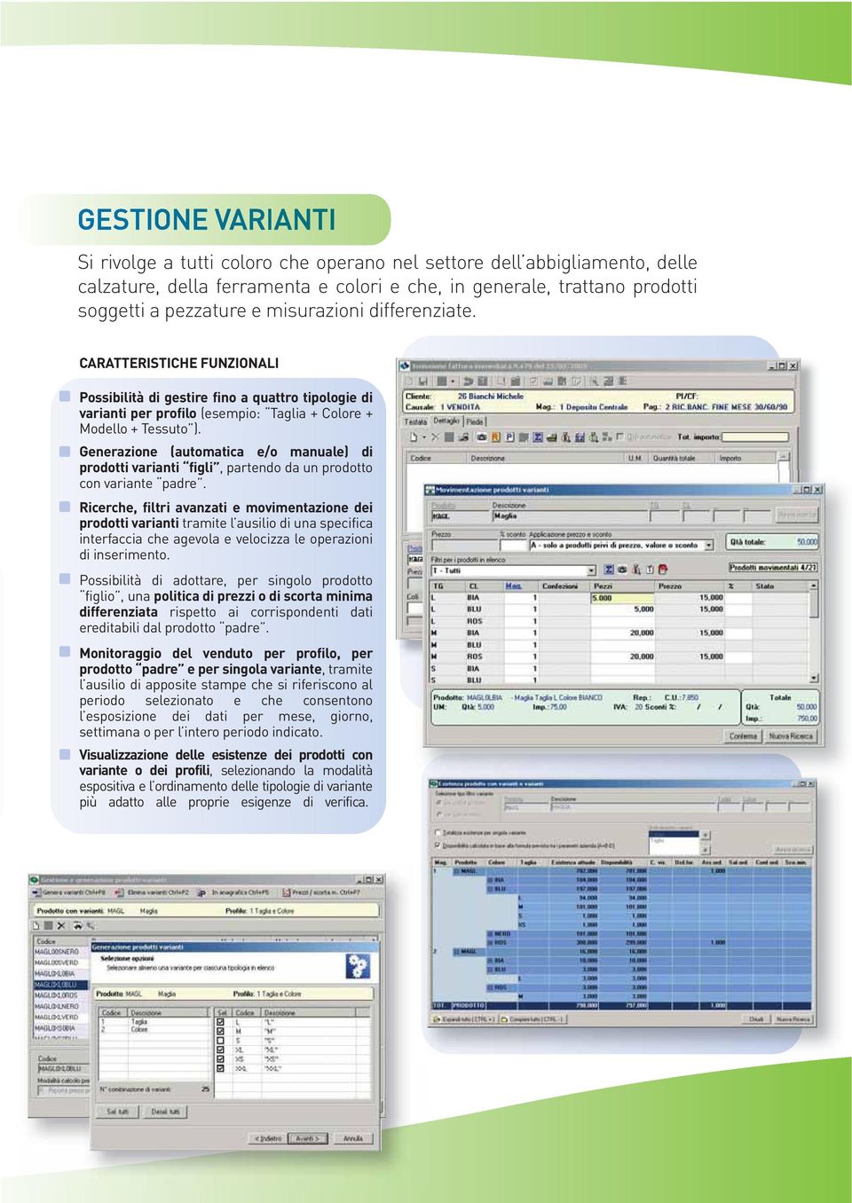 Generazione (automatica e/o manuale) di prodotti varianti figli, partendo da un prodotto con variante padre.