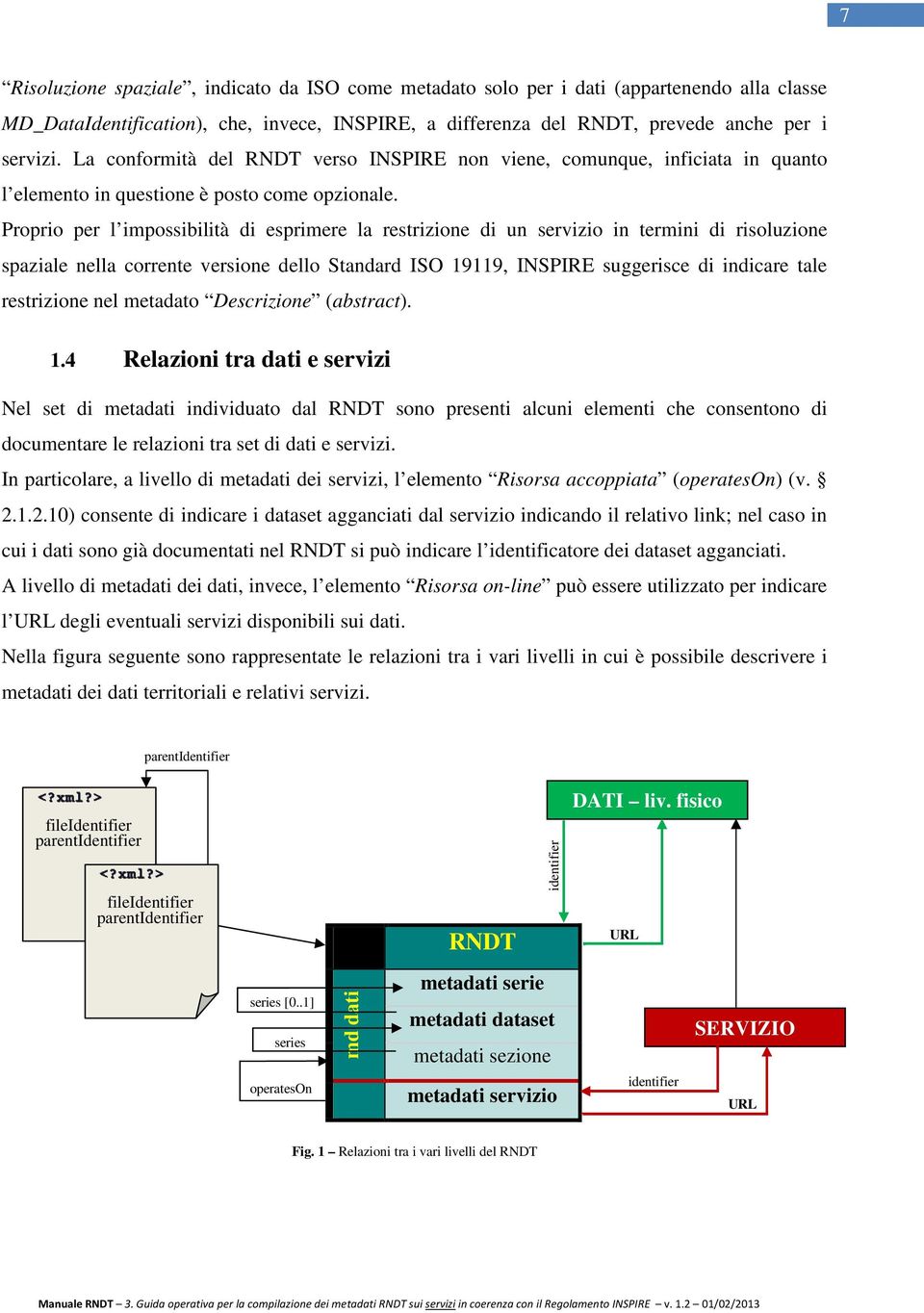 Proprio per l impossibilità di esprimere la restrizione di un servizio in termini di risoluzione spaziale nella corrente versione dello Standard ISO 19119, INSPIRE suggerisce di indicare tale