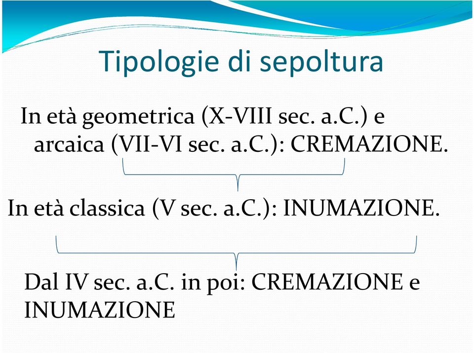 In età classica (V sec. a.c.): INUMAZIONE.