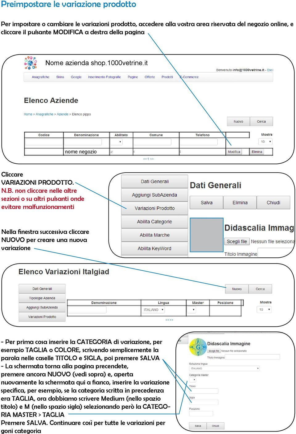 non cliccare nelle altre sezioni o su altri pulsanti onde evitare malfunzionamenti Nella finestra successiva cliccare NUOVO per creare una nuova variazione - Per prima cosa inserire la CATEGORIA di