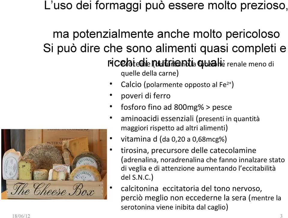 maggiori rispetto ad altri alimenti) vitamina d (da 0,20 a 0,68mcg%) tirosina, precursore delle catecolamine (adrenalina, noradrenalina che fanno innalzare stato di veglia e di