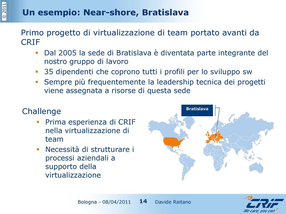 sw Sempre più frequentemente la leadership tecnica dei progetti viene assegnata a risorse di questa sede Challenge Prima