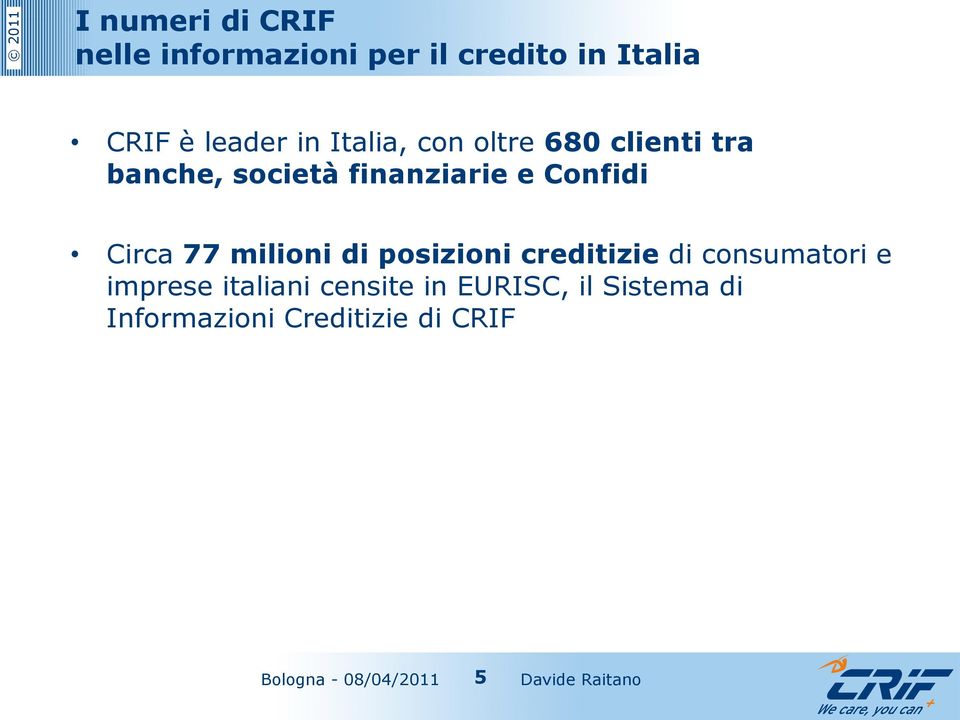 e Confidi Circa 77 milioni di posizioni creditizie di consumatori e