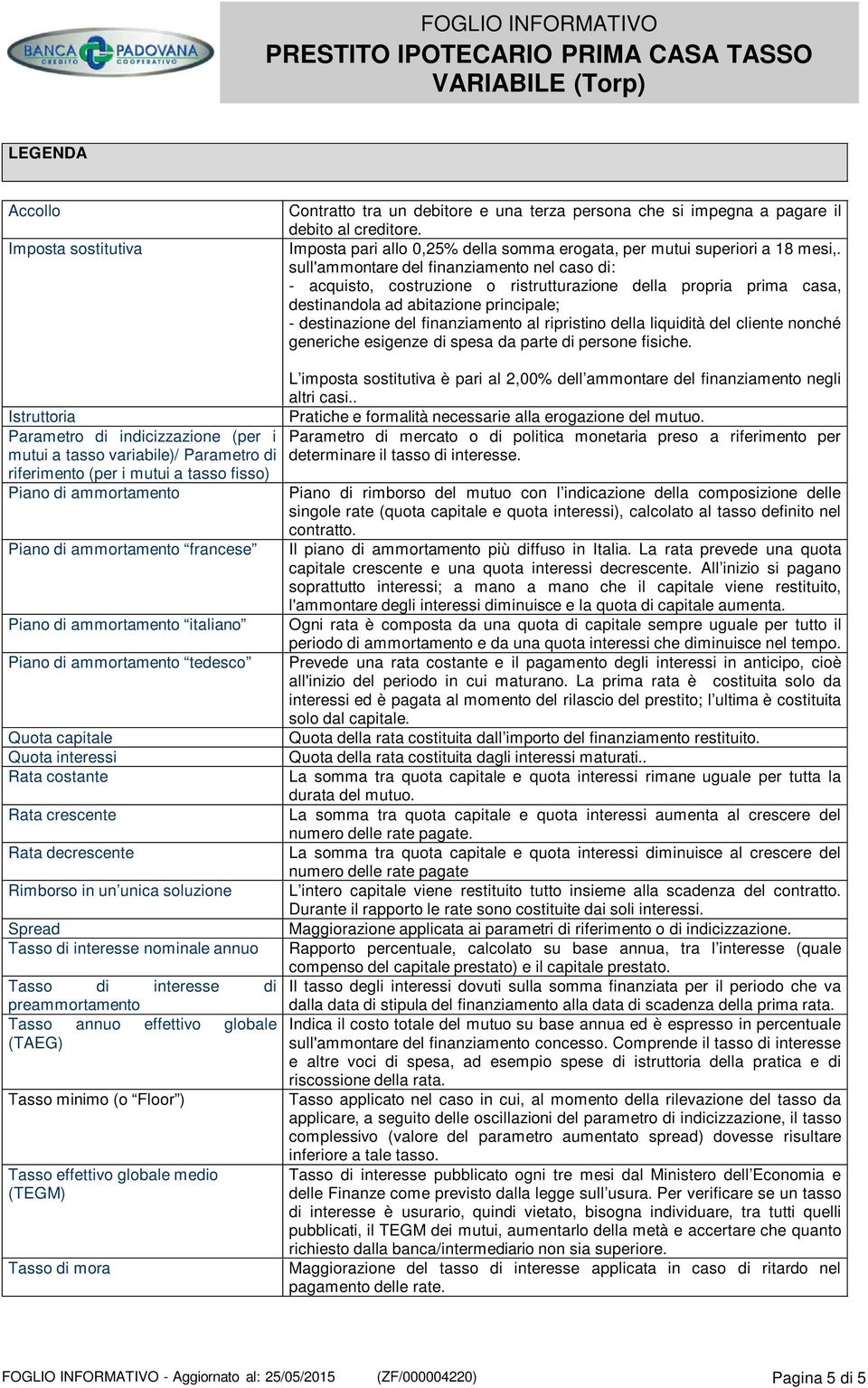 sull'ammontare del finanziamento nel caso di: - acquisto, costruzione o ristrutturazione della propria prima casa, destinandola ad abitazione principale; - destinazione del finanziamento al