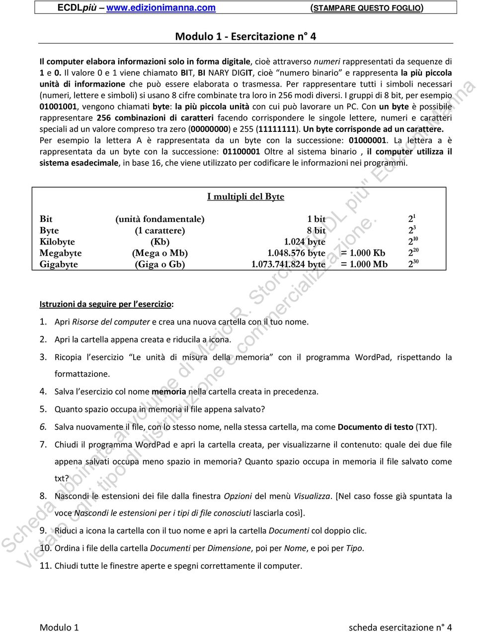 Per rappresentare tutti i simboli necessari (numeri, lettere e simboli) si usano 8 cifre combinate tra loro in 256 modi diversi.