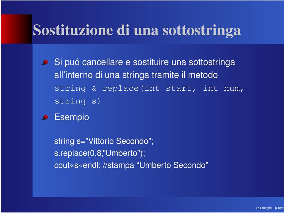 sottostringa all interno di una stringa tramite il metodo string &