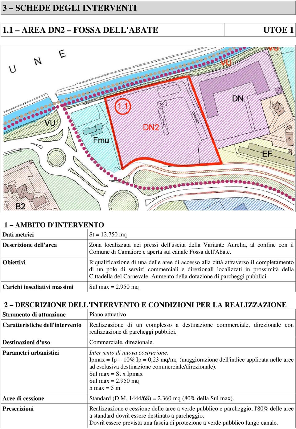 Obiettivi Carichi insediativi massimi Riqualificazione di una delle aree di accesso alla città attraverso il completamento di un polo di servizi commerciali e direzionali localizzati in prossimità