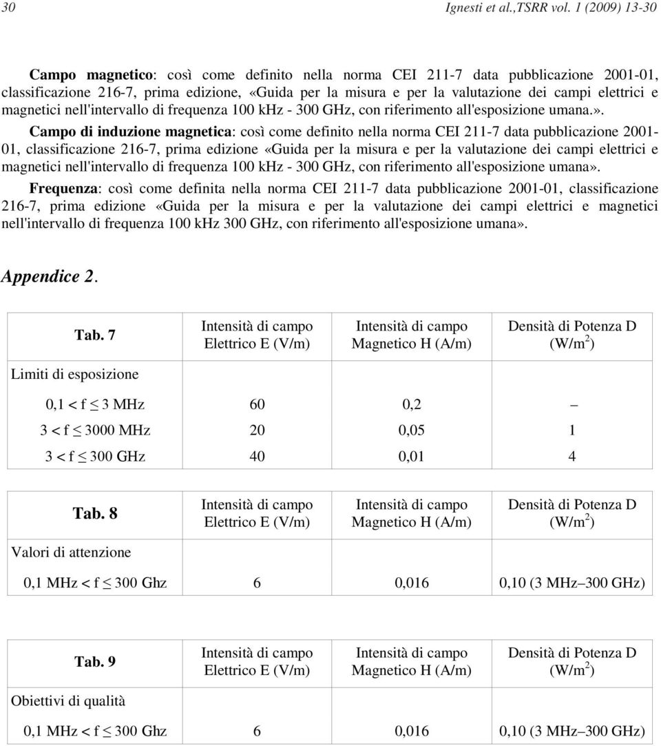 elettrici e magnetici nell'intervallo di frequenza 100 khz - 300 GHz, con riferimento all'esposizione umana.».