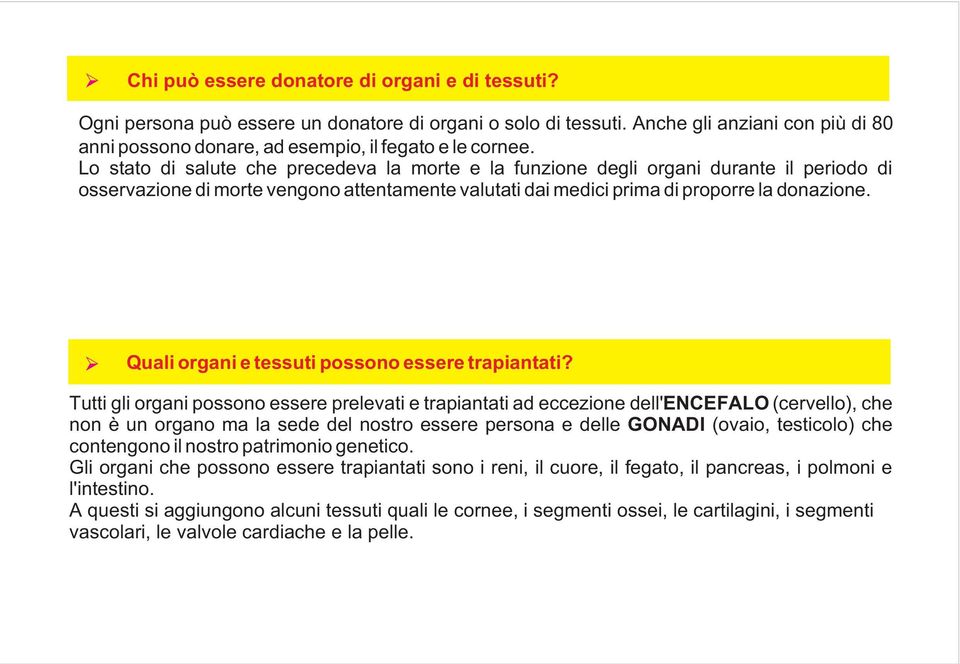 Quali organi e tessuti possono essere trapiantati?