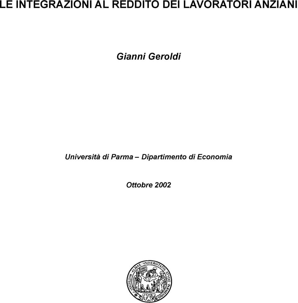 Geroldi Università di Parma
