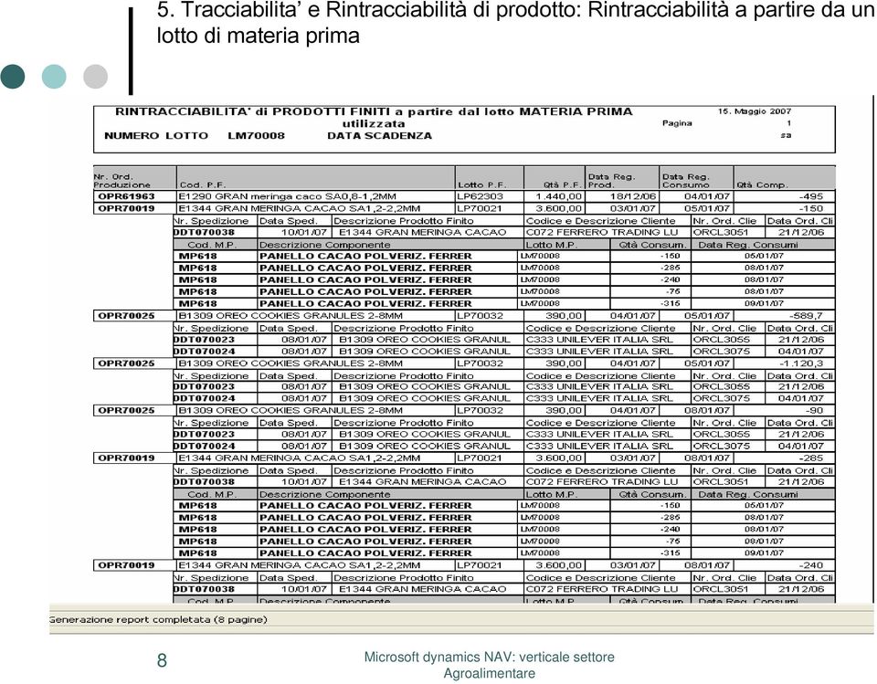 prodotto: Rintracciabilità