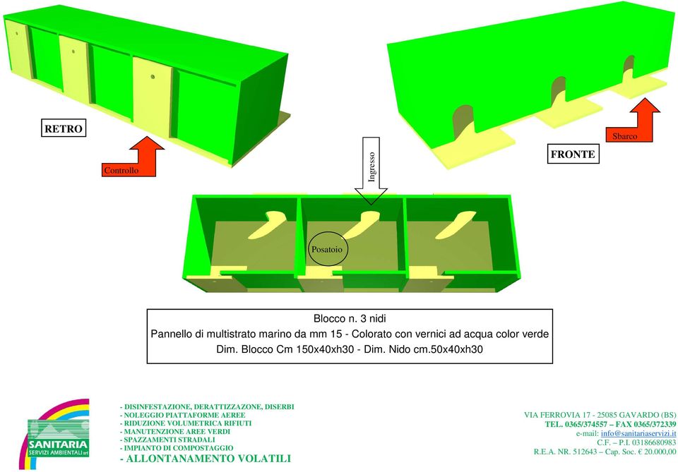 3 nidi Pannello di multistrato marino da mm 15 -