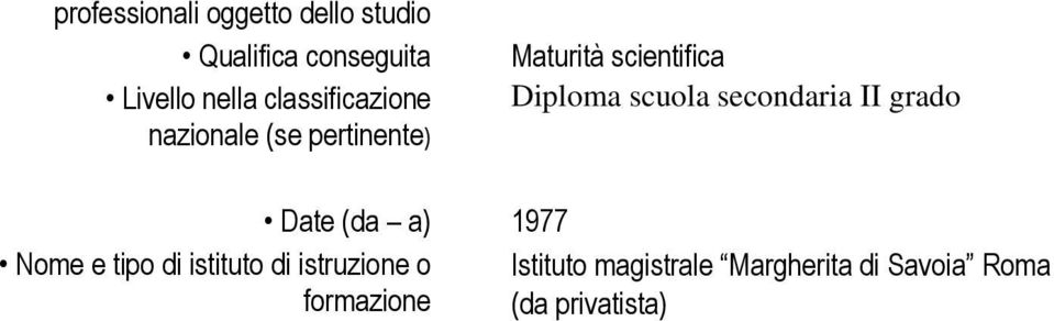 (da a) 1977 Istituto magistrale