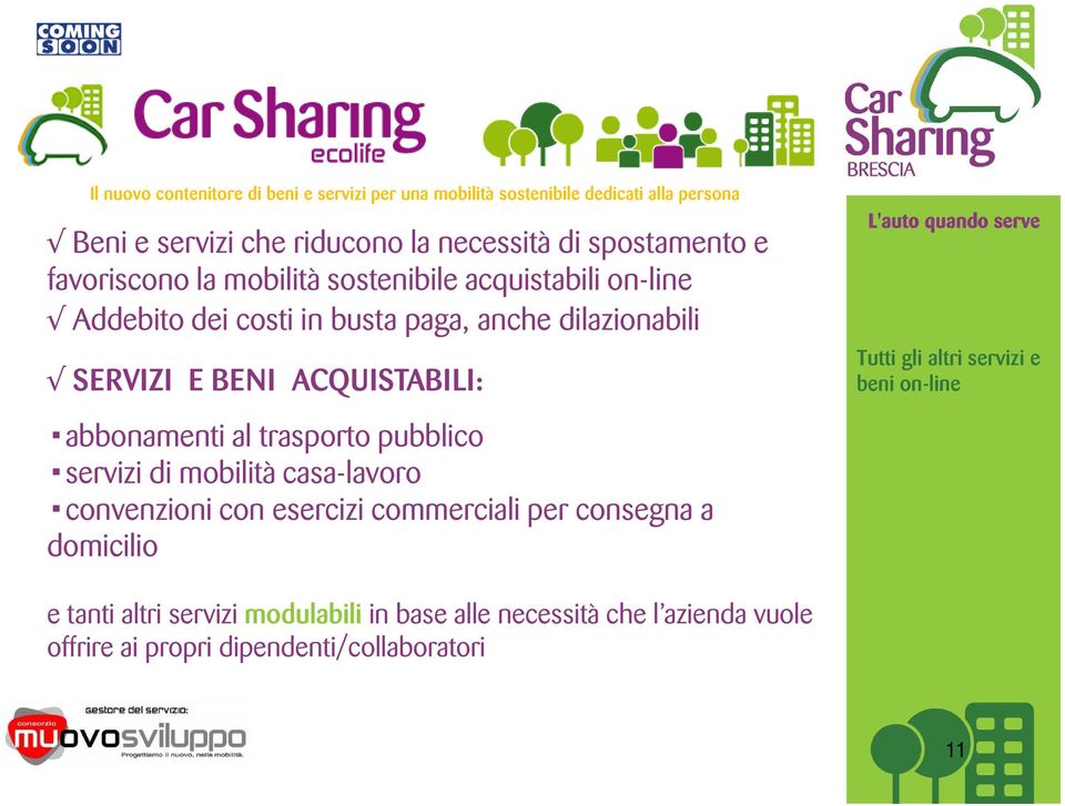 ACQUISTABILI: abbonamenti al trasporto pubblico servizi di mobilità casa-lavoro convenzioni con esercizi commerciali per consegna a domicilio